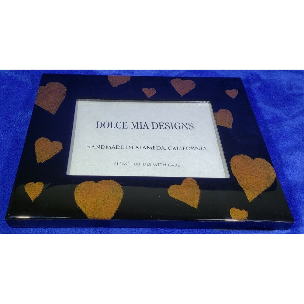 Dolce Mia Designs Picture Frame Handmade ~ Black w/Gold Hearts
